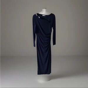 Ralph Lauren Navy Long Sleeve Dress Special Occasion Formal Gown Holiday
